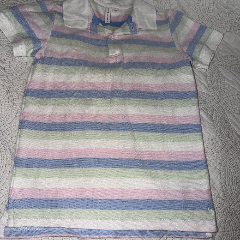 Janie and & Jack Boys Size 8 Cotton Summer‎ Spring Striped Polo Shirt